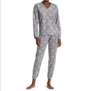 PJ Couture Grey Printed 2-Piece Pajama Set Size Large
